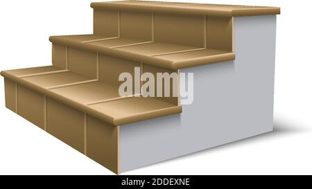 3d realistic vector icon illustration of stairs. Isolated on white background. Stock Vector