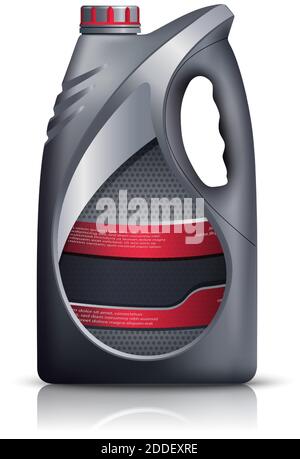 3d realistic vector icon Illustration of machine oil bottle. Isolated on white background. Stock Vector