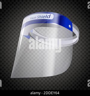3d realistic vector face shield mask protector. Isolated on white background. Stock Vector