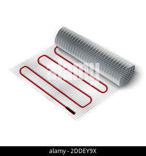 3d realistic vector icon illustration electric floor heating roll. Stock Vector