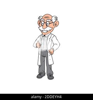 Professor old man cartoon character design illustration vector eps format , suitable for your design needs, logo, illustration, animation, etc. Stock Vector