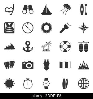Diving icons on white background, stock vector