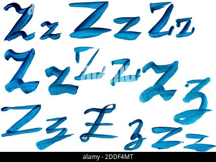 The letter Z is drawn in different versions. Stock Photo