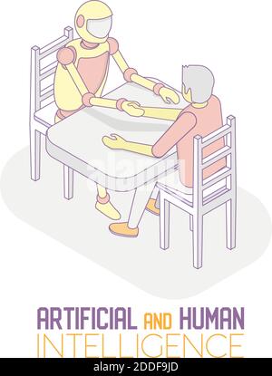 AI and human concept vector isometric illustration Stock Vector