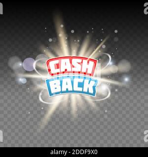 Vector cash back lettering on transparent background Stock Vector