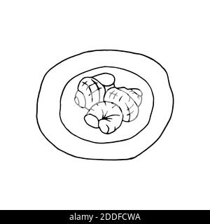 Vector hand drawn escargot on plate top view. French cuisine dish of snails. Design sketch element for menu cafe, bistro, restaurant, label and packag Stock Vector