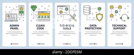 Vector modern thin line admin panel concept web banner set Stock Vector