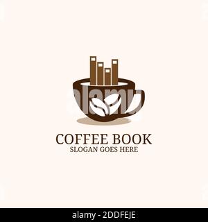 Vector illustration of coffee book logo design template, can use for your trademark, branding identity or commercial brand Stock Vector