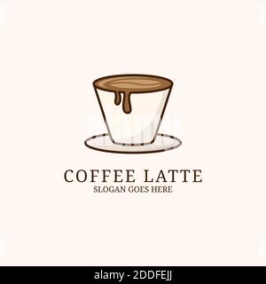 Simple Coffee late logo design template, can use for your trademark, branding identity or commercial brand Stock Vector