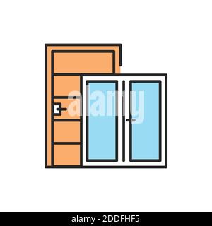 Window and door color line icon. Pictogram for web page, mobile app, promo. Stock Vector