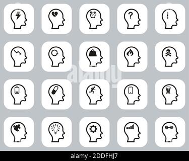 Stress & Pressure Icons Black & White Flat Design Set Big Stock Vector