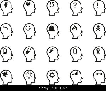 Stress & Pressure Icons Black & White Set Big Stock Vector