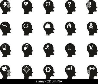 Stress & Pressure Black Icons Black & White Set Big Stock Vector