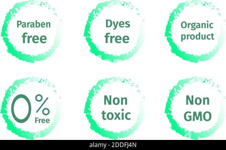 Vector set with basic labels for cosmetics. Icons in one style. Stock Vector