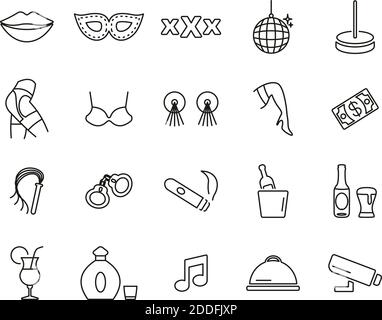Strip Club Icons Black & White Sticker Set Big Stock Vector Image & Art ...