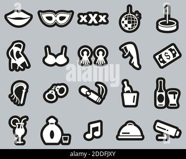 Strip Club Icons Black & White Sticker Set Big Stock Vector Image & Art ...