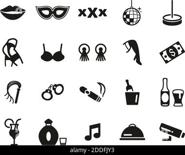 Strip Club Icons Black & White Sticker Set Big Stock Vector Image & Art ...
