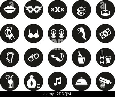 Strip Club Icons Black & White Sticker Set Big Stock Vector Image & Art ...
