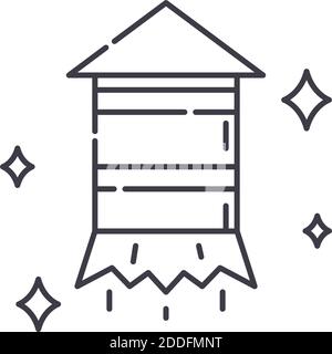 Firework rocket icon, linear isolated illustration, thin line vector, web design sign, outline concept symbol with editable stroke on white background Stock Vector