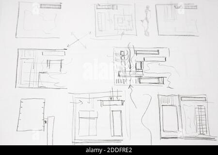 Architecture plan sketches Stock Photo