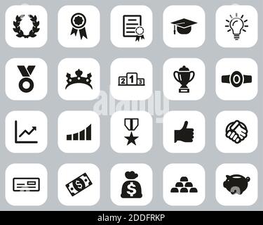 Success & Achievement Icons Black & White Flat Design Set Big Stock Vector