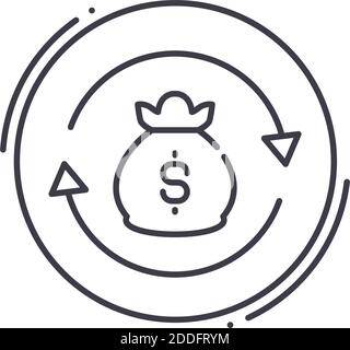 Financial turnover icon, linear isolated illustration, thin line vector, web design sign, outline concept symbol with editable stroke on white Stock Vector