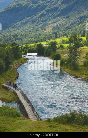 The Oldeelva River on the outskirts of Olden, Norway. Stock Photo