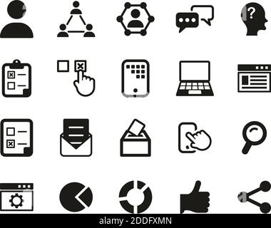 Survey Or Poll Icons Black & White Set Big Stock Vector