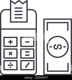 Financial calculation concept icon, linear isolated illustration, thin line vector, web design sign, outline concept symbol with editable stroke on Stock Vector