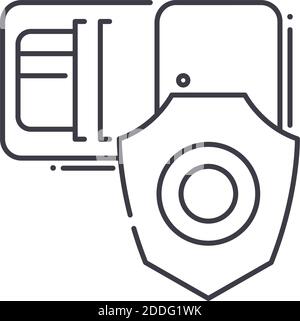 Finacial security icon, linear isolated illustration, thin line vector, web design sign, outline concept symbol with editable stroke on white Stock Vector