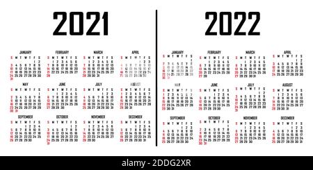 Calendar 2021-2022. The week begins on Sunday. Simple calendar template. Portrait of vertical orientation. Annual organizer of stationery. Vector illu Stock Vector