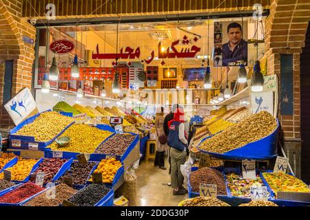 Grand traditional bazaar with background of buyers in Tehran, Iran. Stock Photo