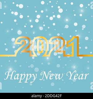 Happy New Year 2021 background for seasonal invitations, holiday posters, greeting cards. Elegant golden text with light. Minimalistic text template. Stock Vector