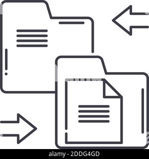Files exchange concept icon, linear isolated illustration, thin line vector, web design sign, outline concept symbol with editable stroke on white Stock Vector
