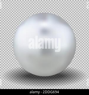 Realistic white pearl. 3D ball on a transparent background. Isolated vector object. Stock Vector