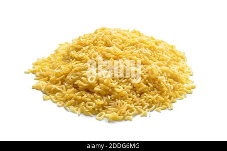 Uncooked alphabet pasta on white background Stock Photo