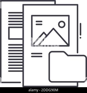 File type icon, linear isolated illustration, thin line vector, web design sign, outline concept symbol with editable stroke on white background. Stock Vector