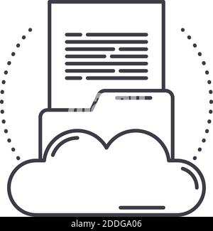 File sharing concept icon, linear isolated illustration, thin line vector, web design sign, outline concept symbol with editable stroke on white Stock Vector