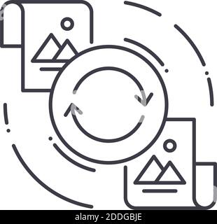 Files exchange icon, linear isolated illustration, thin line vector, web design sign, outline concept symbol with editable stroke on white background. Stock Vector