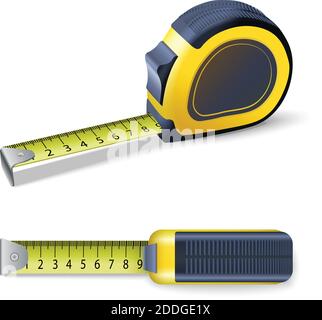 3d vector realistic measurement ruler. Isolated icon illustration. Measuring tape roulette. Stock Vector
