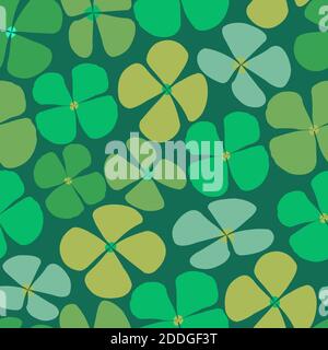 Elegant trendy ditsy floral texture vector repeating pattern comprising four-leaf water clover leaves. Marsilea leaf background for printing & textile Stock Vector