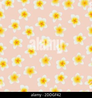 Elegant trendy ditsy floral texture vector repeating pattern comprising hand drawn beautiful frangipani flowers. Most suitable for wallpaper, wrapping Stock Vector