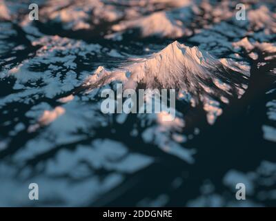 Abstract background and texture with uneven hilly desert terrain covered with white snow with light and shadows Stock Photo