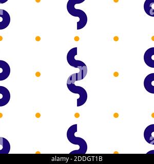 Seamless pattern with blue waves and yellow small dots. Stock Vector