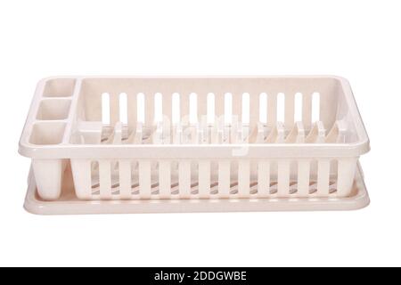 A plastic dish drying rack isolated on a white background Stock Photo