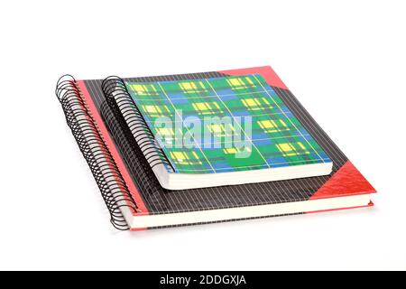 The two school notebooks isolated on a white background Stock Photo