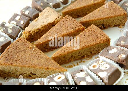 hazelnut and nougat cake from the Alba area in the Piedmont area of Italy Stock Photo