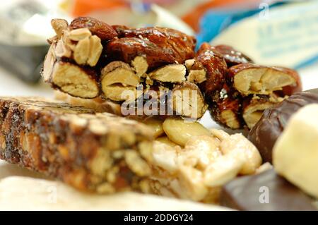 Italian nougat in different formats typical of the area of Calabria region of Italy Stock Photo