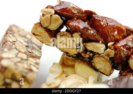 Italian nougat in different formats typical of the area of Calabria region of Italy Stock Photo