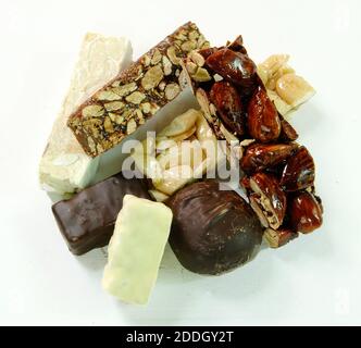 Italian nougat in different formats typical of the area of Calabria region of Italy Stock Photo